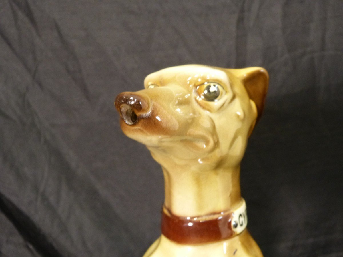 Rare Earthenware Absinthe Pitcher Saint Clément Dog Greyhound Gypp-photo-3