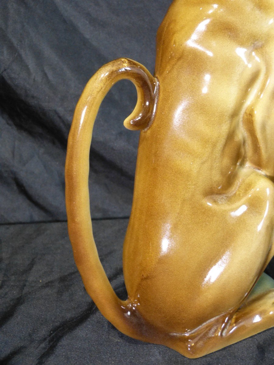 Rare Earthenware Absinthe Pitcher Saint Clément Dog Greyhound Gypp-photo-4