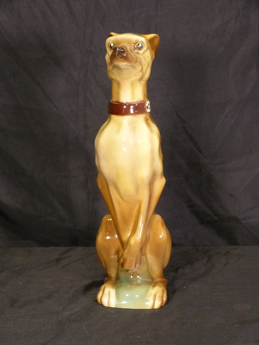 Rare Earthenware Absinthe Pitcher Saint Clément Dog Greyhound Gypp-photo-2