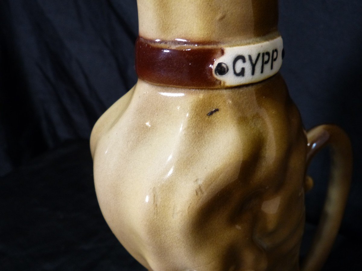 Rare Earthenware Absinthe Pitcher Saint Clément Dog Greyhound Gypp-photo-7