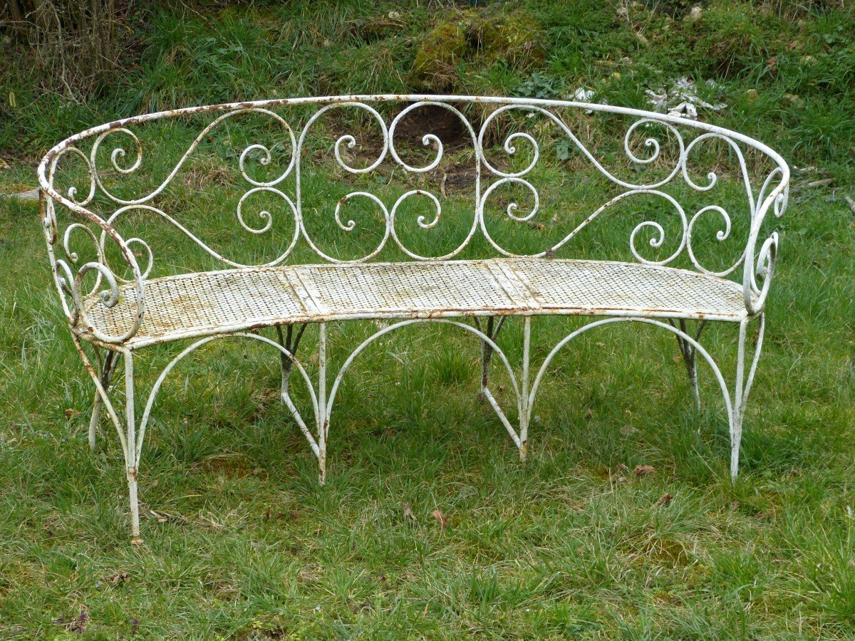 Banc De Jardin Arrondi Ancien En Fer -photo-2