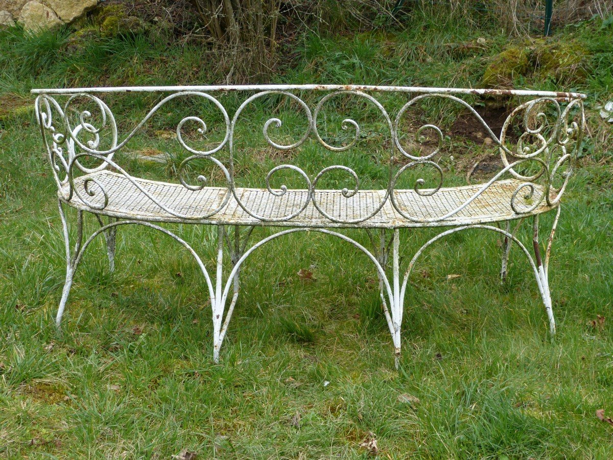 Banc De Jardin Arrondi Ancien En Fer -photo-3