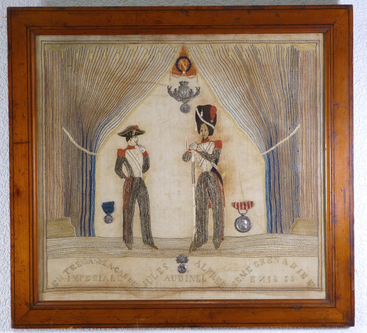 Hommage Au Grenadier J.a  Audinel Garde Impériale 1855 Broderie Napoléon souvenir historique