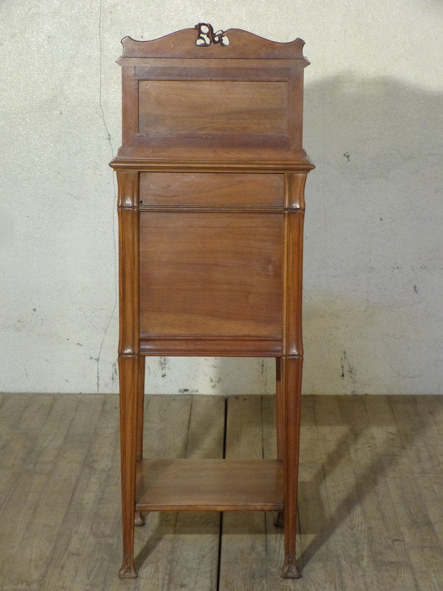 Art Nouveau Walnut Bedside Table With Mistletoe Serving Table Small Entrance Furniture-photo-4