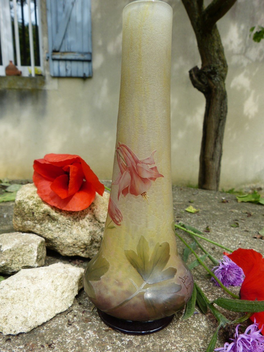 Daum Nancy Art Nouveau Vase With Ancolies-photo-2