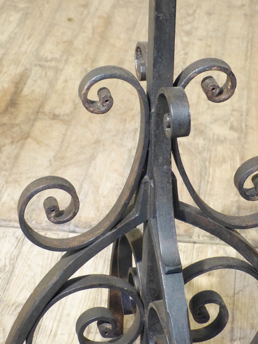 Pair Of Large Pique Candles 160 Cm Church Candlesticks In Wrought Iron XIXth Century-photo-7