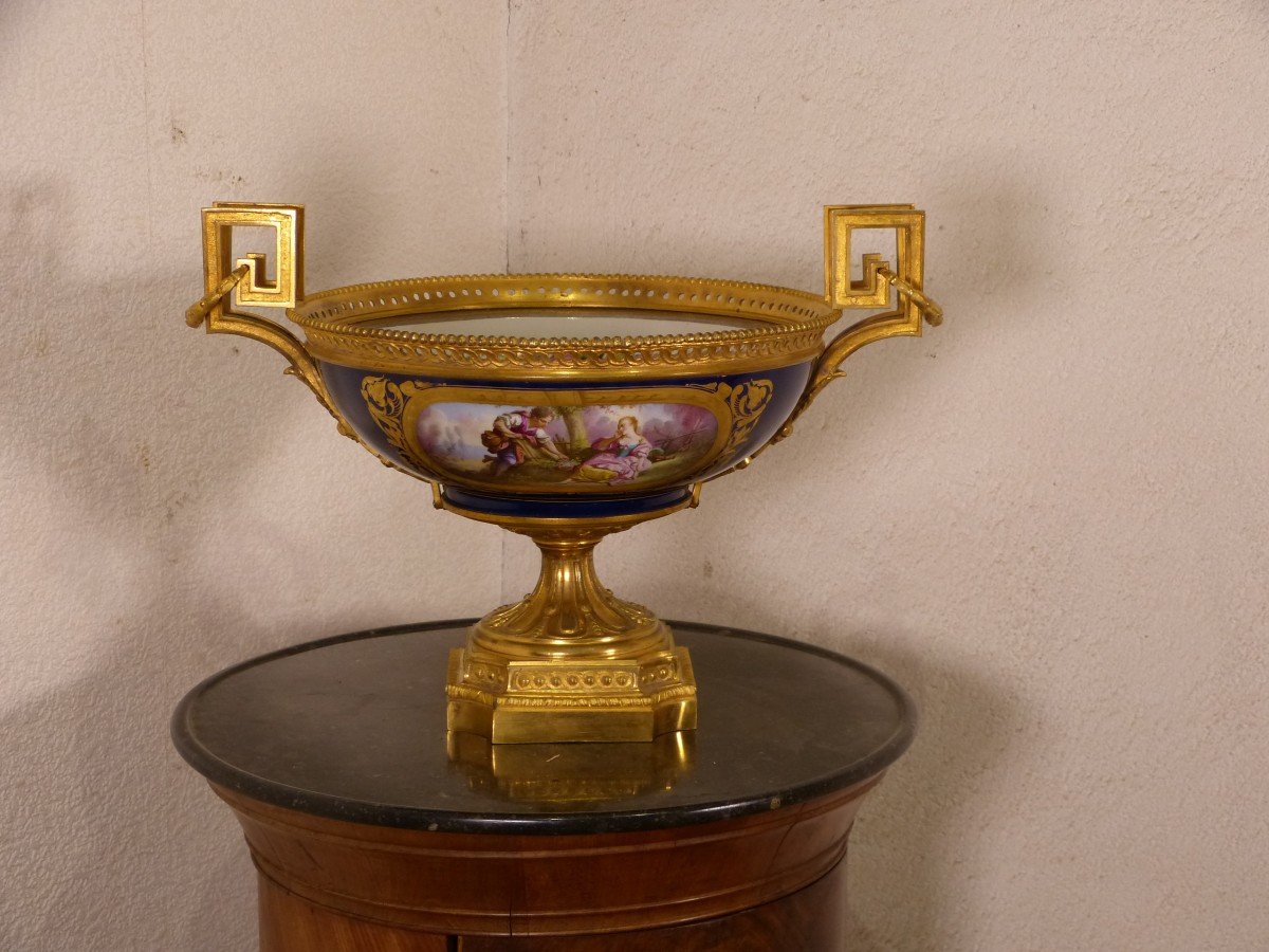 Coupe Porcelaine De Sèvres Napoléon III Montée Bronze Doré