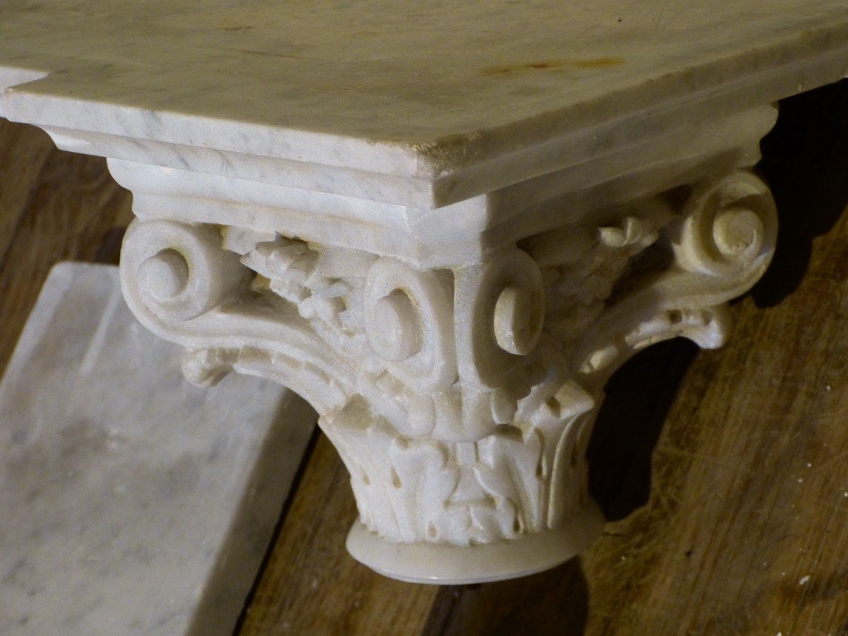 Neo Classical Marble Fireplace Empire Period Corinthian Capitals-photo-3