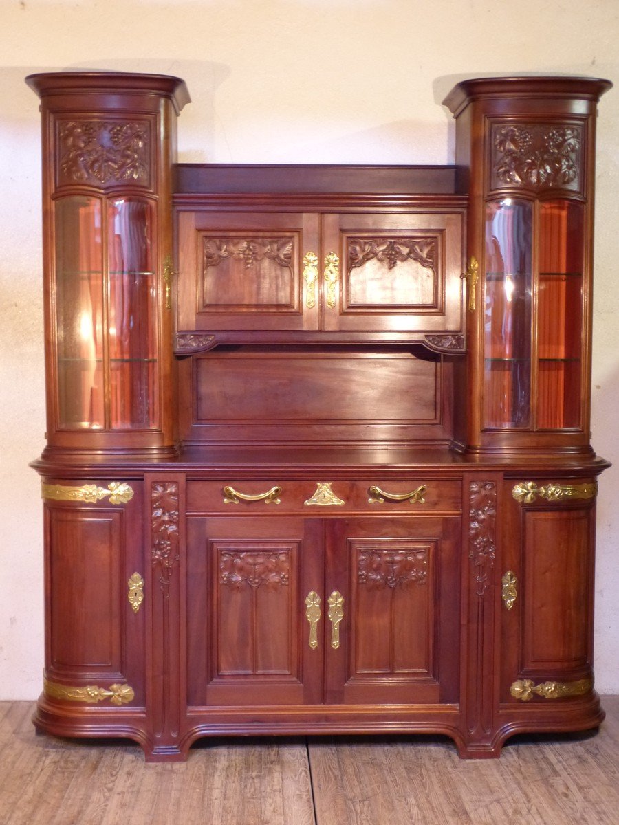 Louis Majorelle , Buffet Art Nouveau En Acajou,décor La Vigne