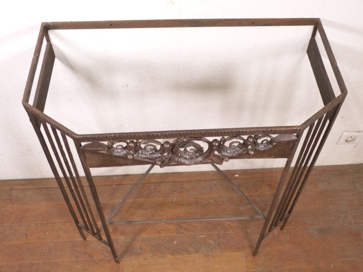 Art Deco Wrought Iron Console Dlg Edgar Brandt-photo-4