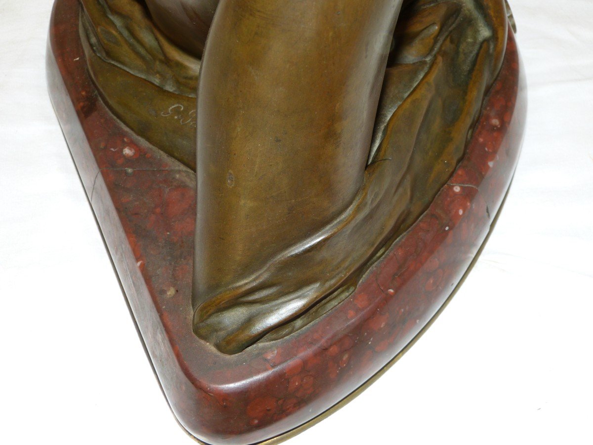 Georges Saulo, Le Réveil Grand Buste En  Bronze Art Nouveau -photo-4