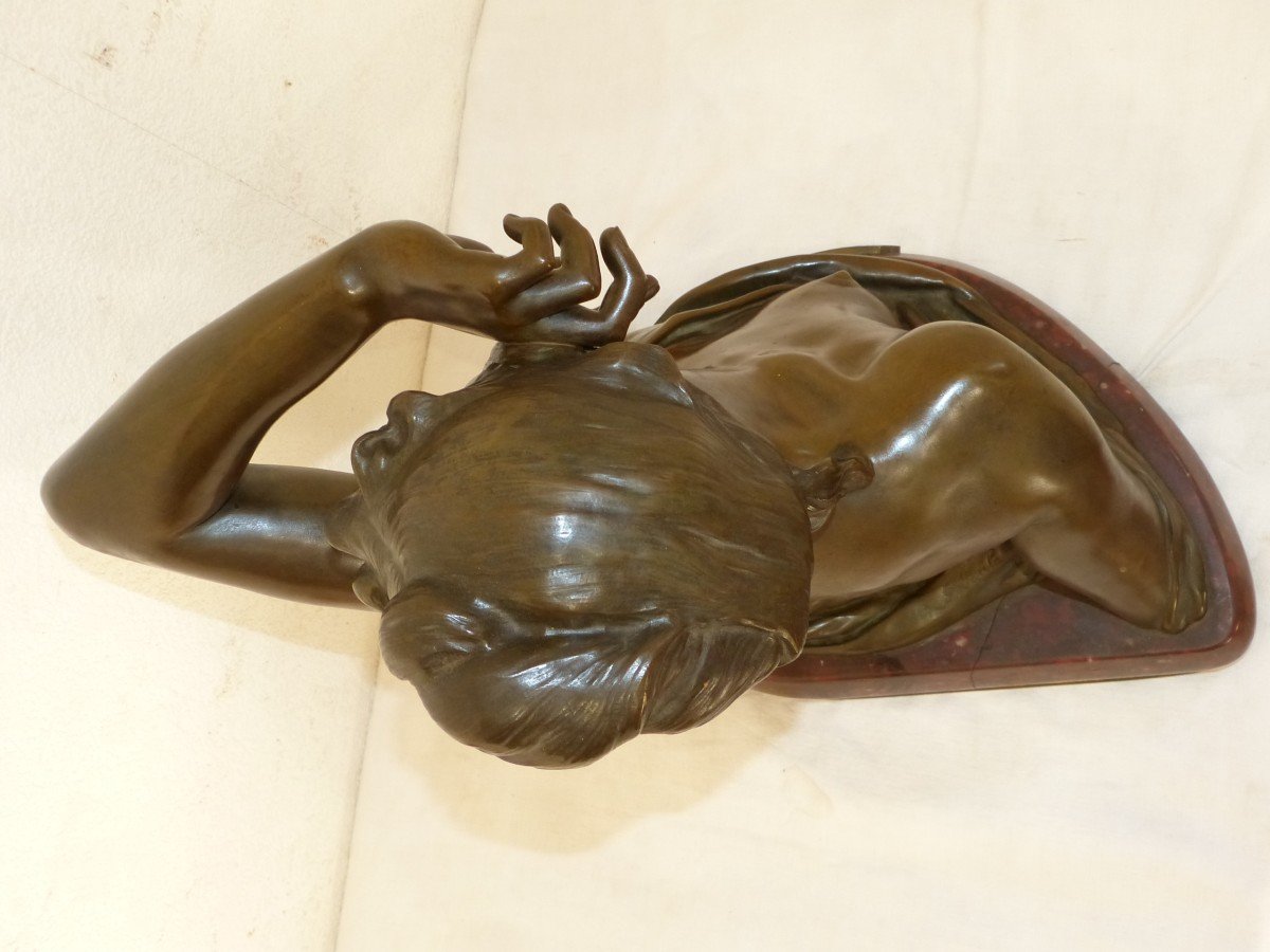 Georges Saulo, Le Réveil Grand Buste En  Bronze Art Nouveau -photo-6