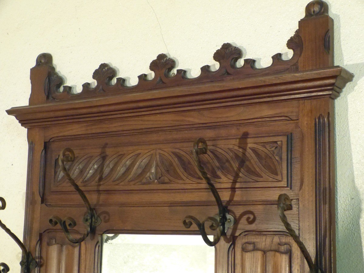 Neo Gothic Oak Cloakroom Coat Rack 19th Century-photo-2