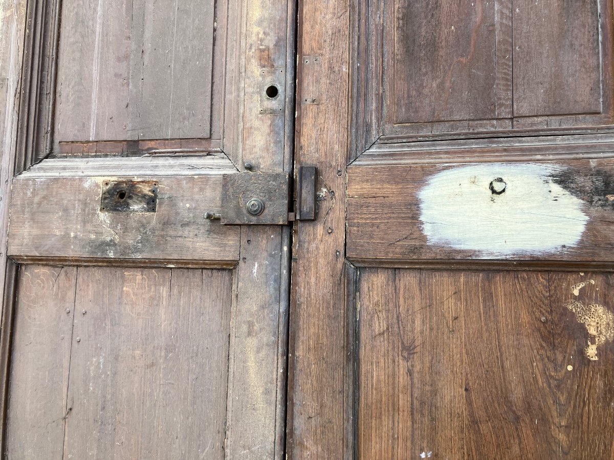 Pair Of Oak Entrance Doors With Transom 19th Century-photo-5