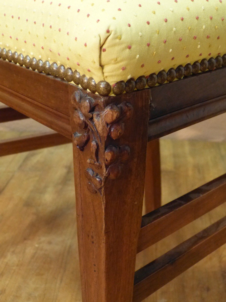 Series Of 6 Art Nouveau Chairs In Mahogany School Of Nancy-photo-5