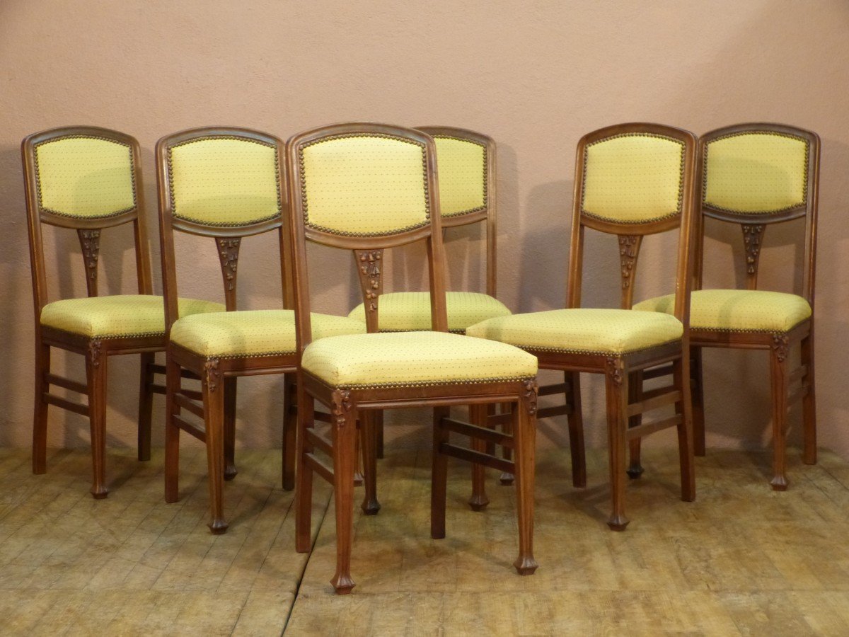 Series Of 6 Art Nouveau Chairs In Mahogany School Of Nancy