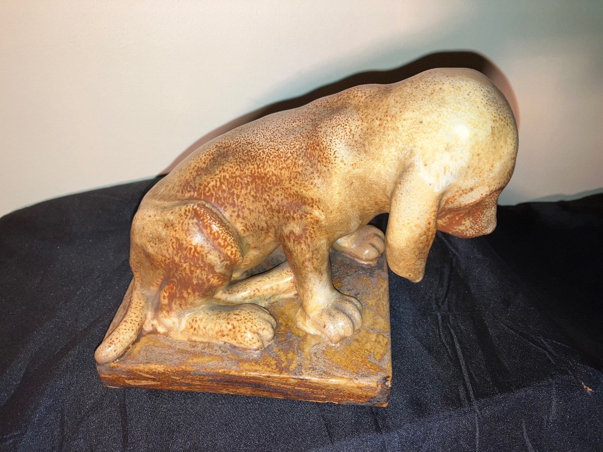 Rambervillers Basset Dog In Sandstone Cytère Art Nouveau Period-photo-1