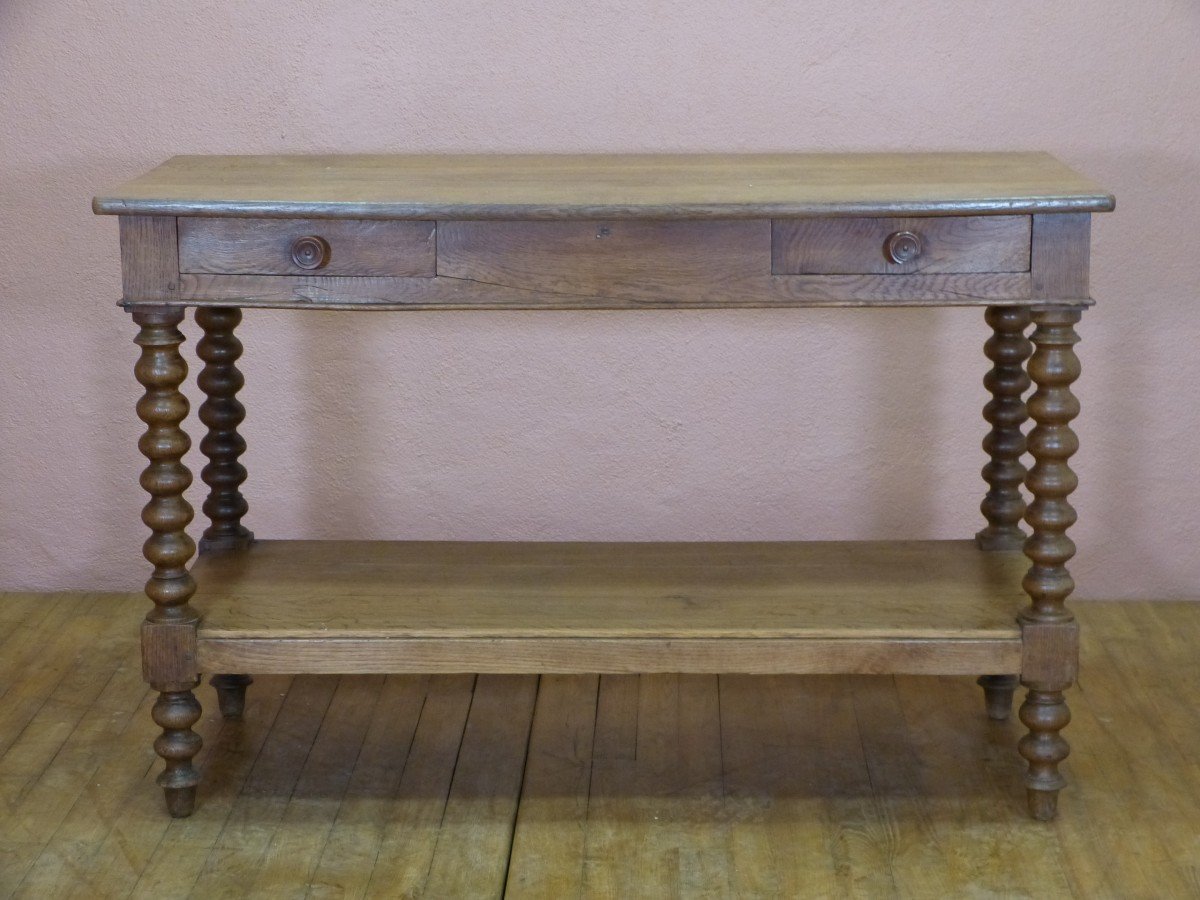 Table De Drapier En Chêne 127 Cm 2 Plateaux 2 Tiroirs époque 19ème-photo-2