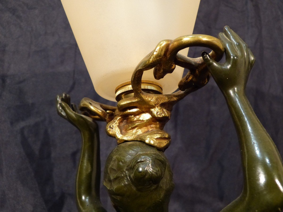 Georges De Kerveguen Art Nouveau Lamp In Bronze-photo-7