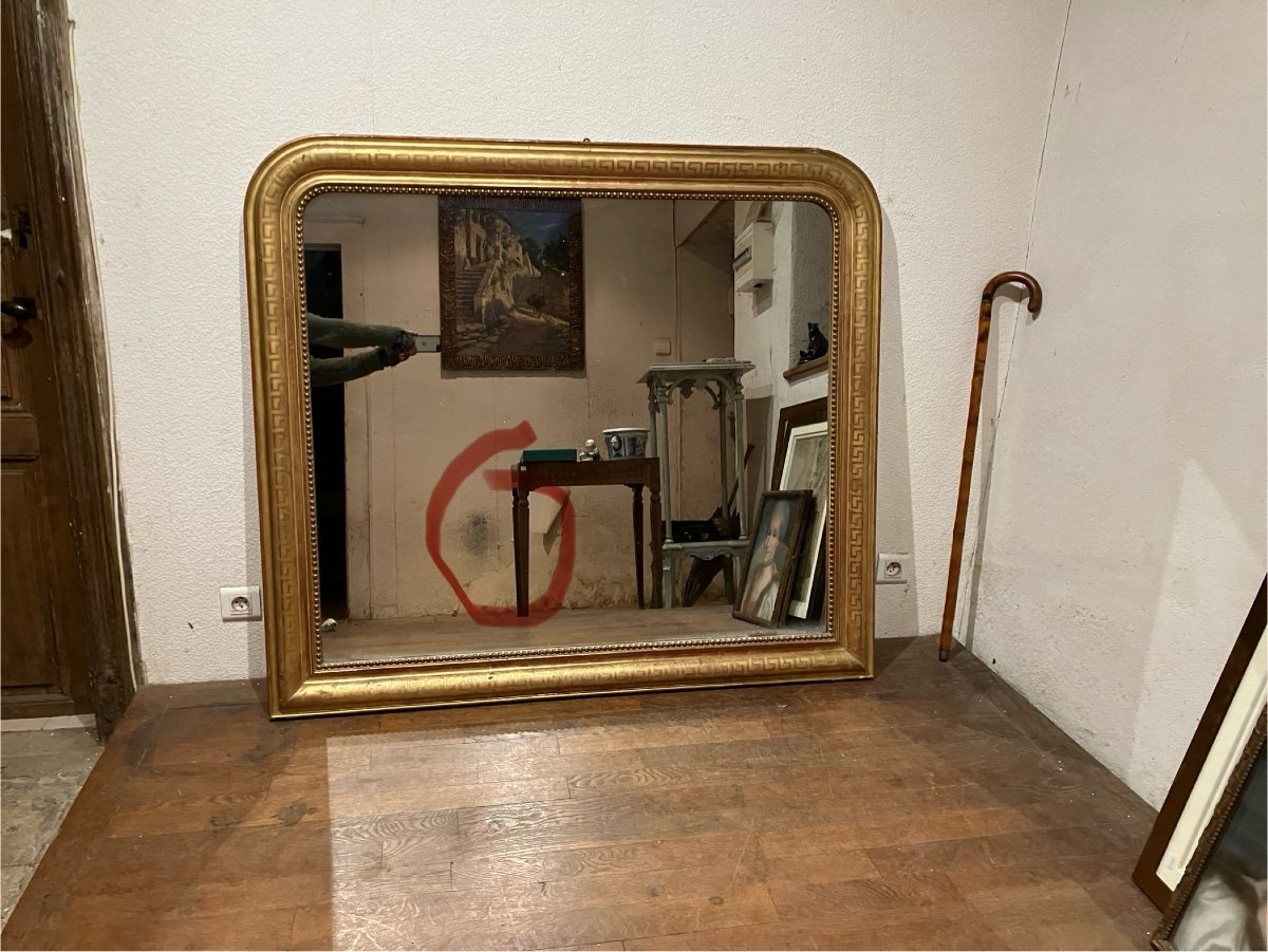 Rare Miroir Large Louis Philippe Doré H 120 X L 135 Cm-photo-3