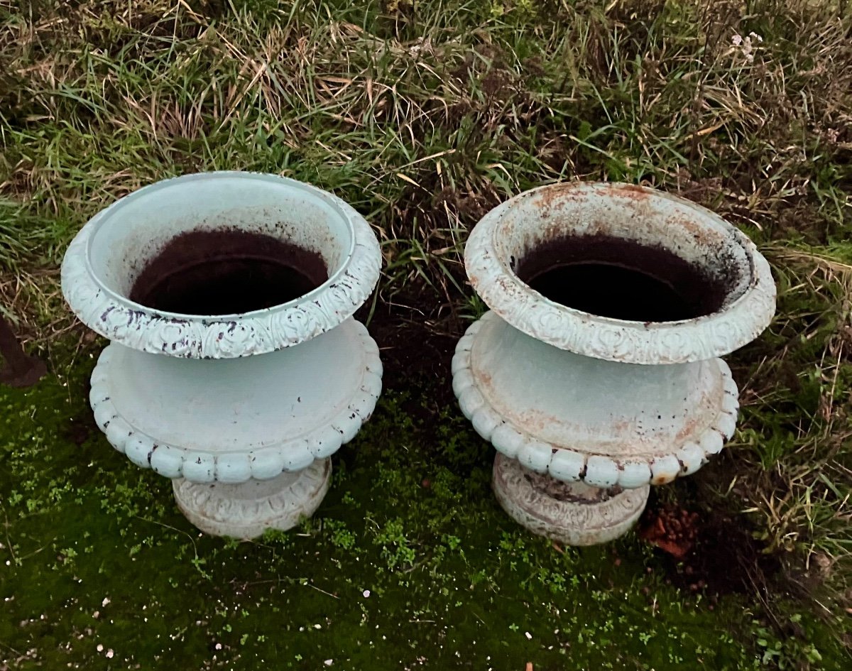 Pair Of Cast Iron Garden Pot Basins 52 Cm High 19th-photo-2