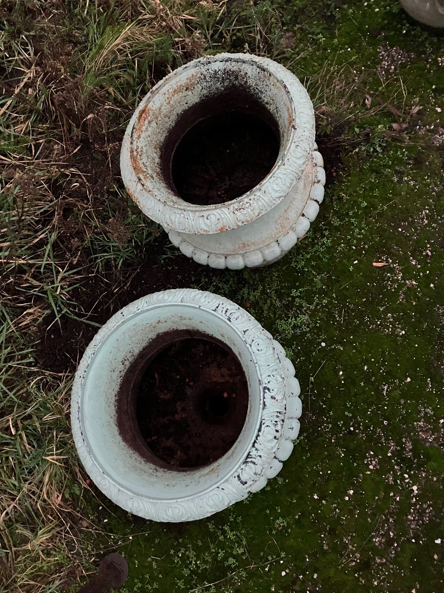 Pair Of Cast Iron Garden Pot Basins 52 Cm High 19th-photo-3