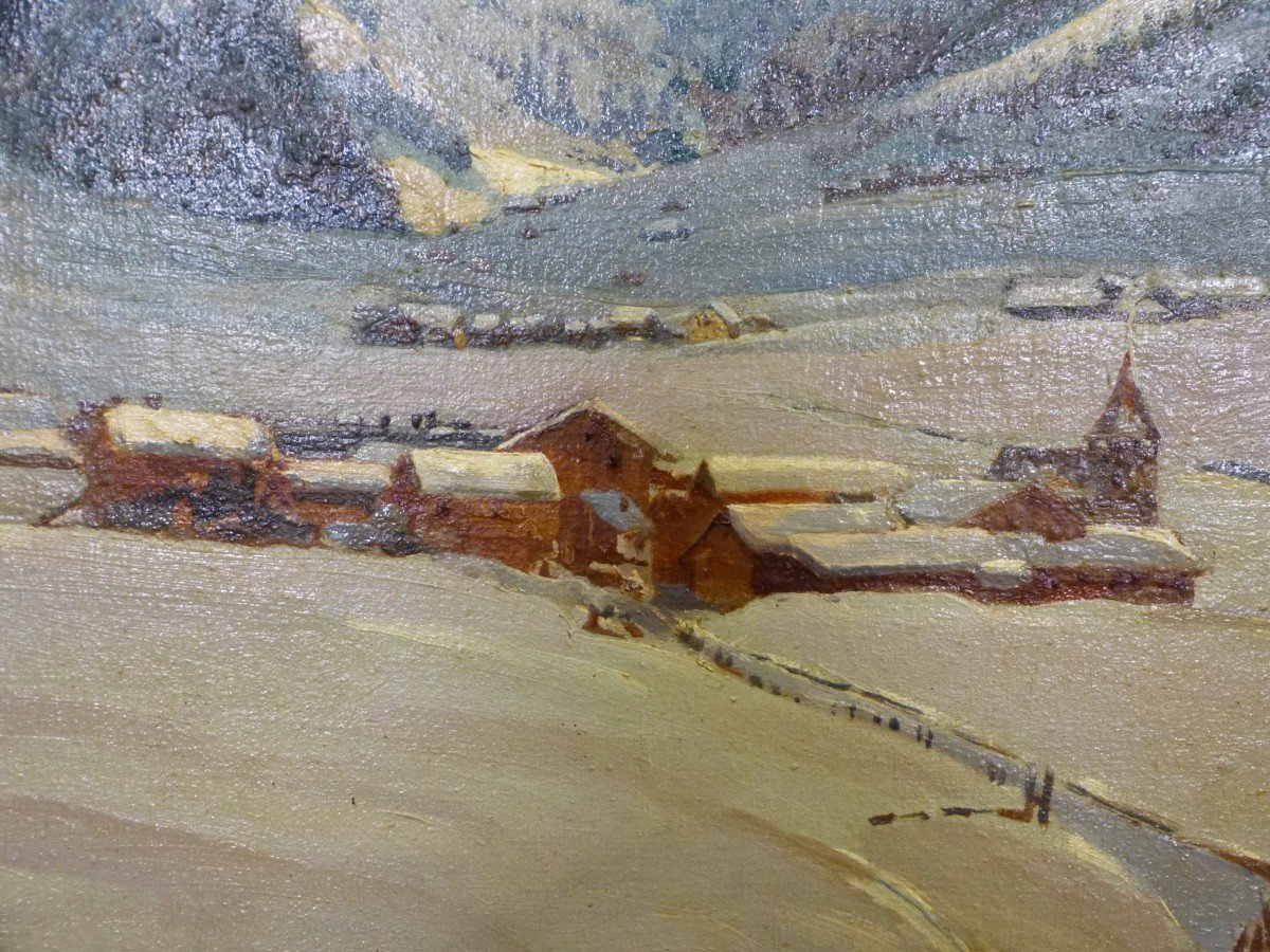 Tableau Paysage De Montagne Neige Par Stuck Peintre Alsacien Originaire De Saverne-photo-1