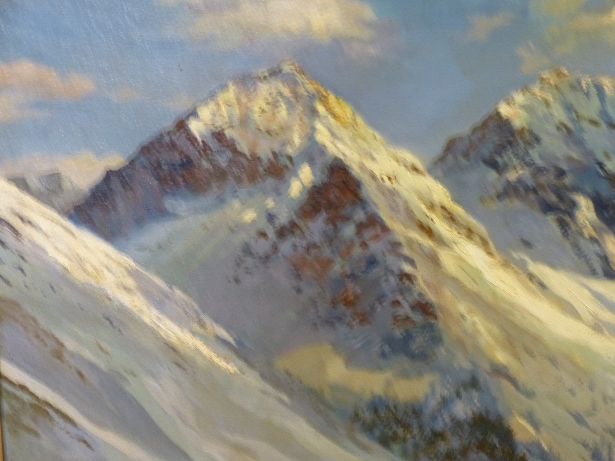 Tableau Paysage De Montagne Neige Par Stuck Peintre Alsacien Originaire De Saverne-photo-4