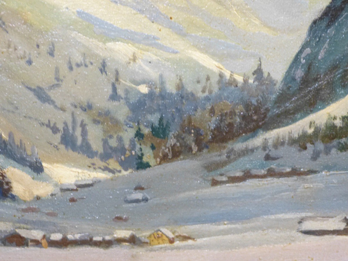 Tableau Paysage De Montagne Neige Par Stuck Peintre Alsacien Originaire De Saverne-photo-5