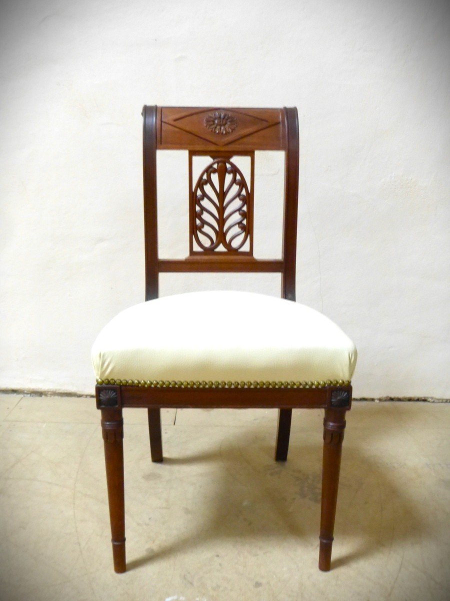 Series Of 8 Directoire Chairs In Mahogany-photo-2