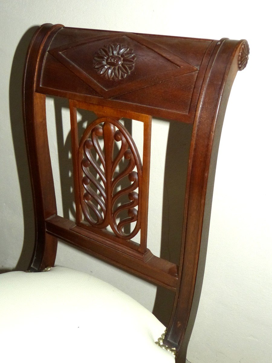 Series Of 8 Directoire Chairs In Mahogany-photo-6