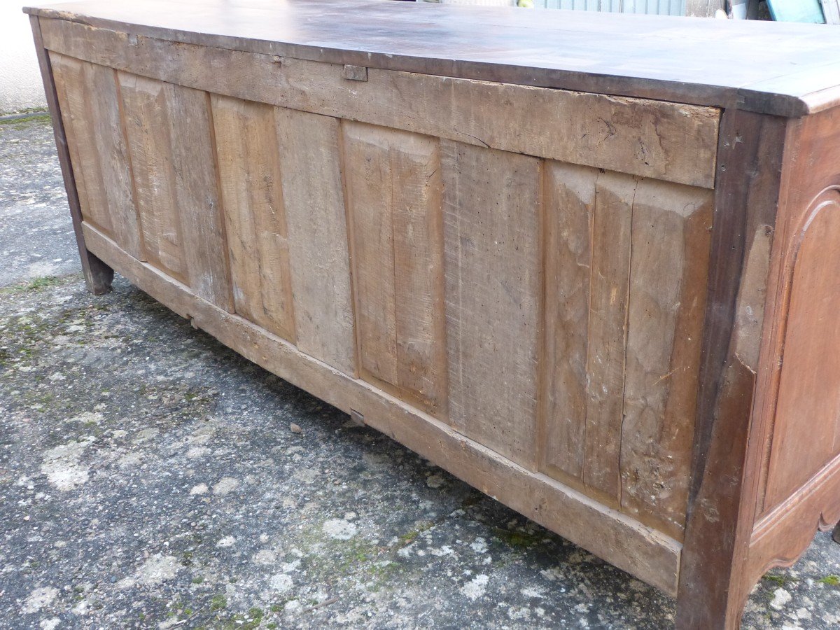 Large 18th Sideboard In Louis XV Walnut 4 Doors 271 Cm-photo-4