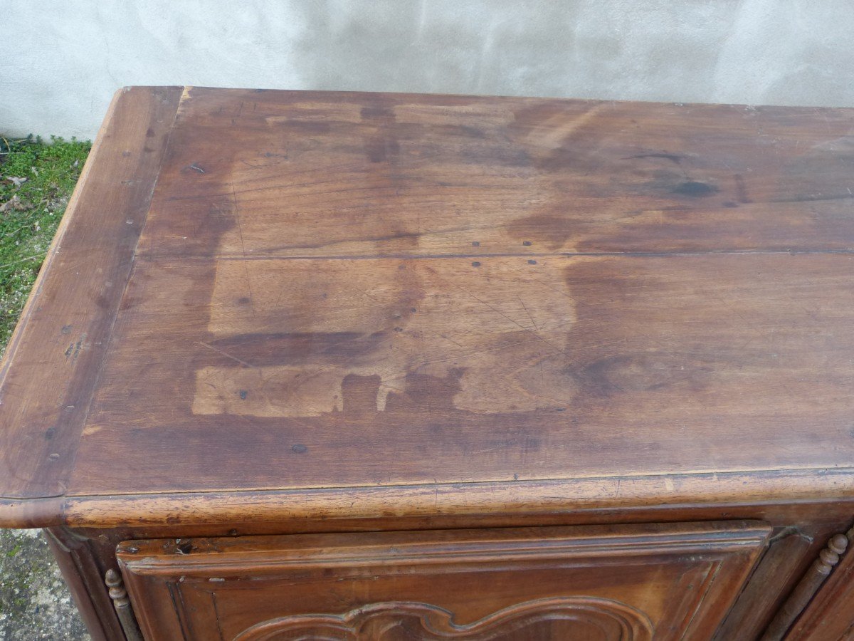 Large 18th Sideboard In Louis XV Walnut 4 Doors 271 Cm-photo-2