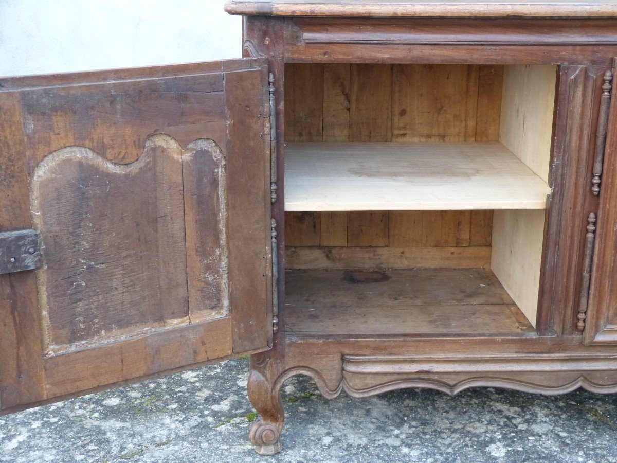 Large 18th Sideboard In Louis XV Walnut 4 Doors 271 Cm-photo-5