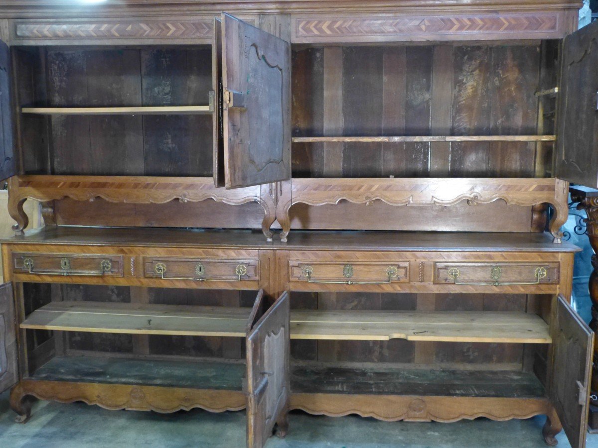 Large Lorrain Oak Sideboard With 8 Doors Two Cellar Bodies Inlays Plum Tree Château-photo-2