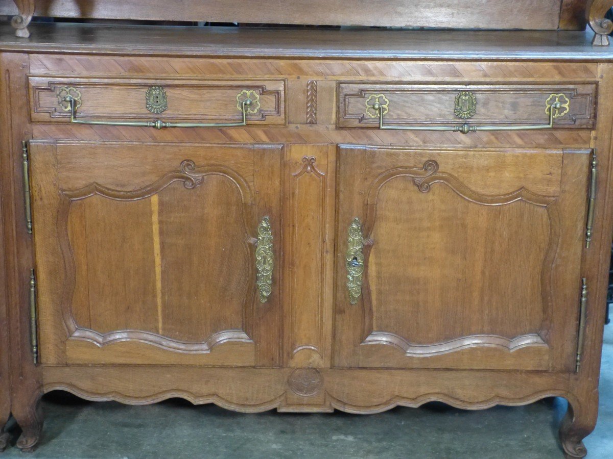 Large Lorrain Oak Sideboard With 8 Doors Two Cellar Bodies Inlays Plum Tree Château-photo-1