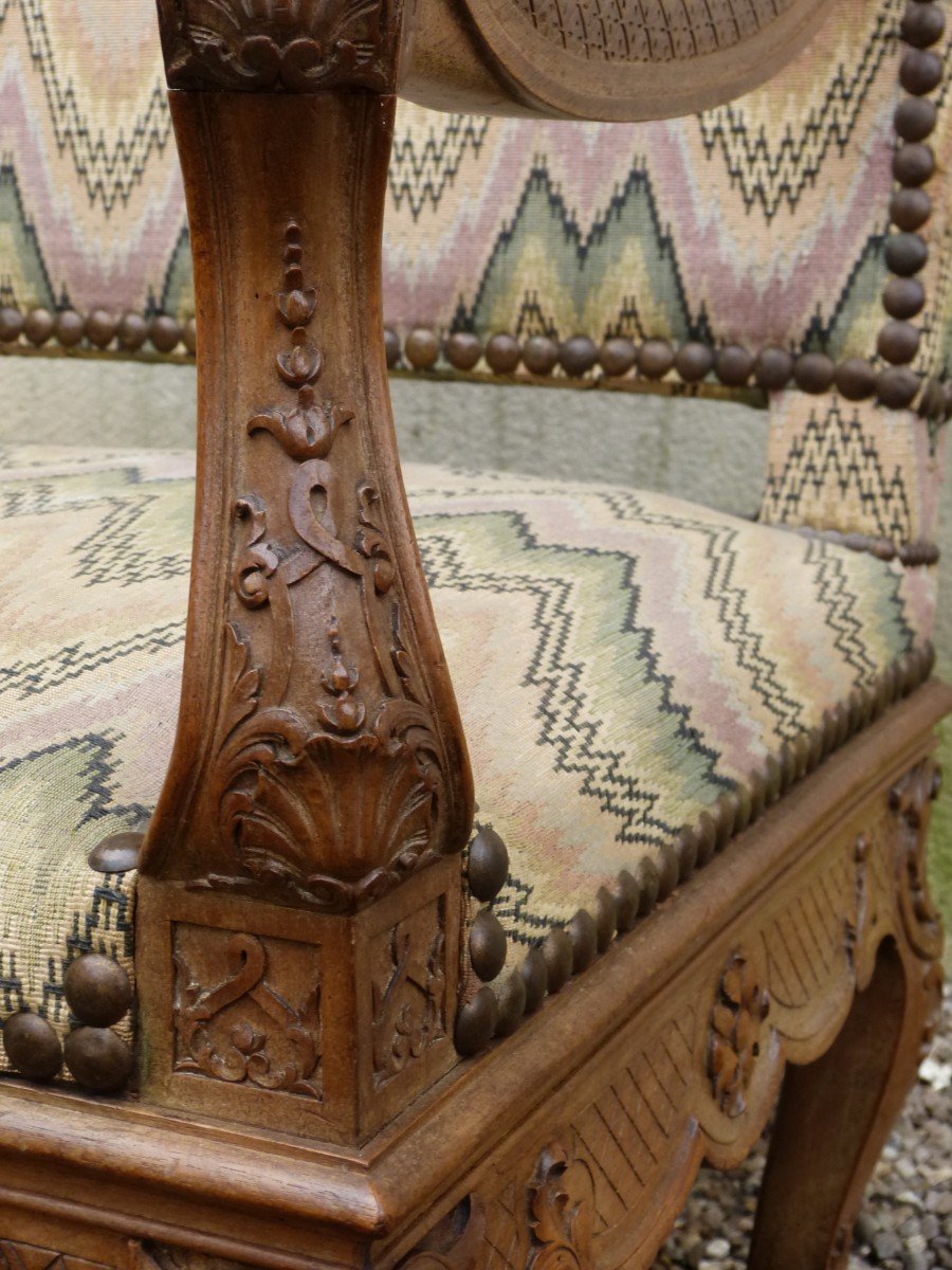 Regency Style State Armchair In Walnut 19th Century Château -photo-6