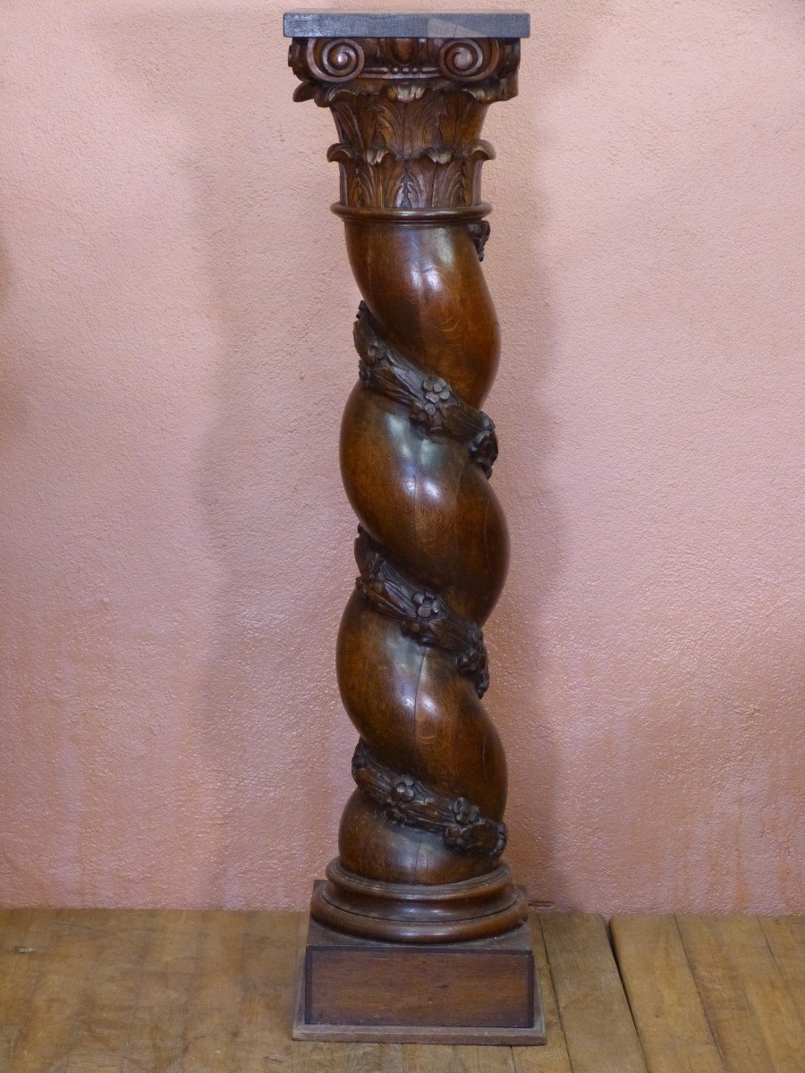 Torso Column In Sellette Oak 19th-photo-2