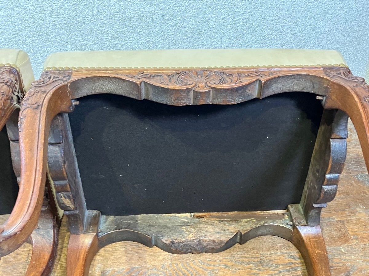 Pair Of Regency Style Oak Stools 19th Century -photo-6