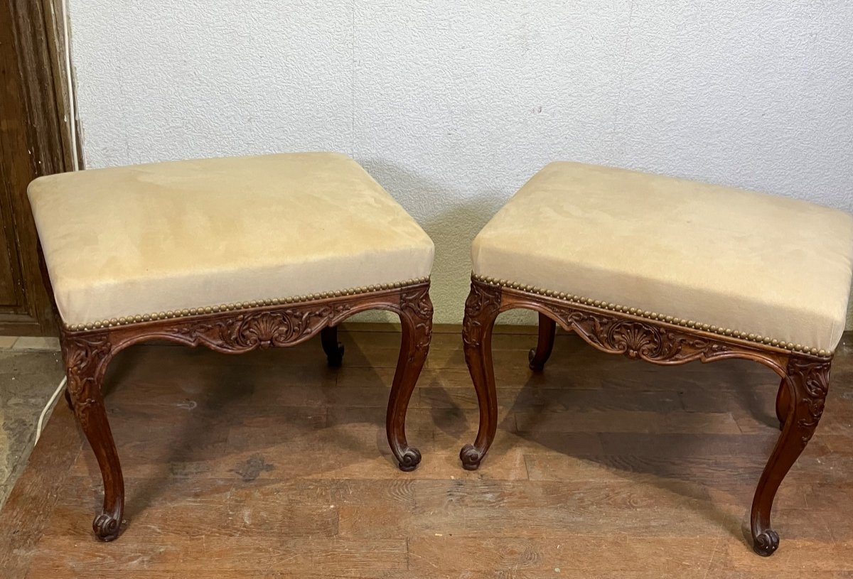 Pair Of Regency Style Oak Stools 19th Century 