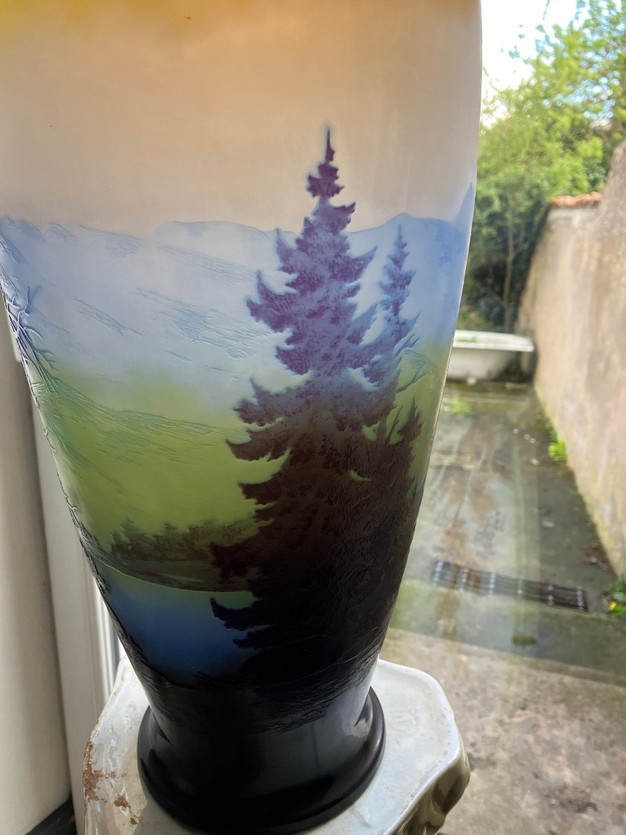 émile Gallé Large Vase Vosges Landscape Art Nouveau The Blue Line Of The Vosges -photo-7