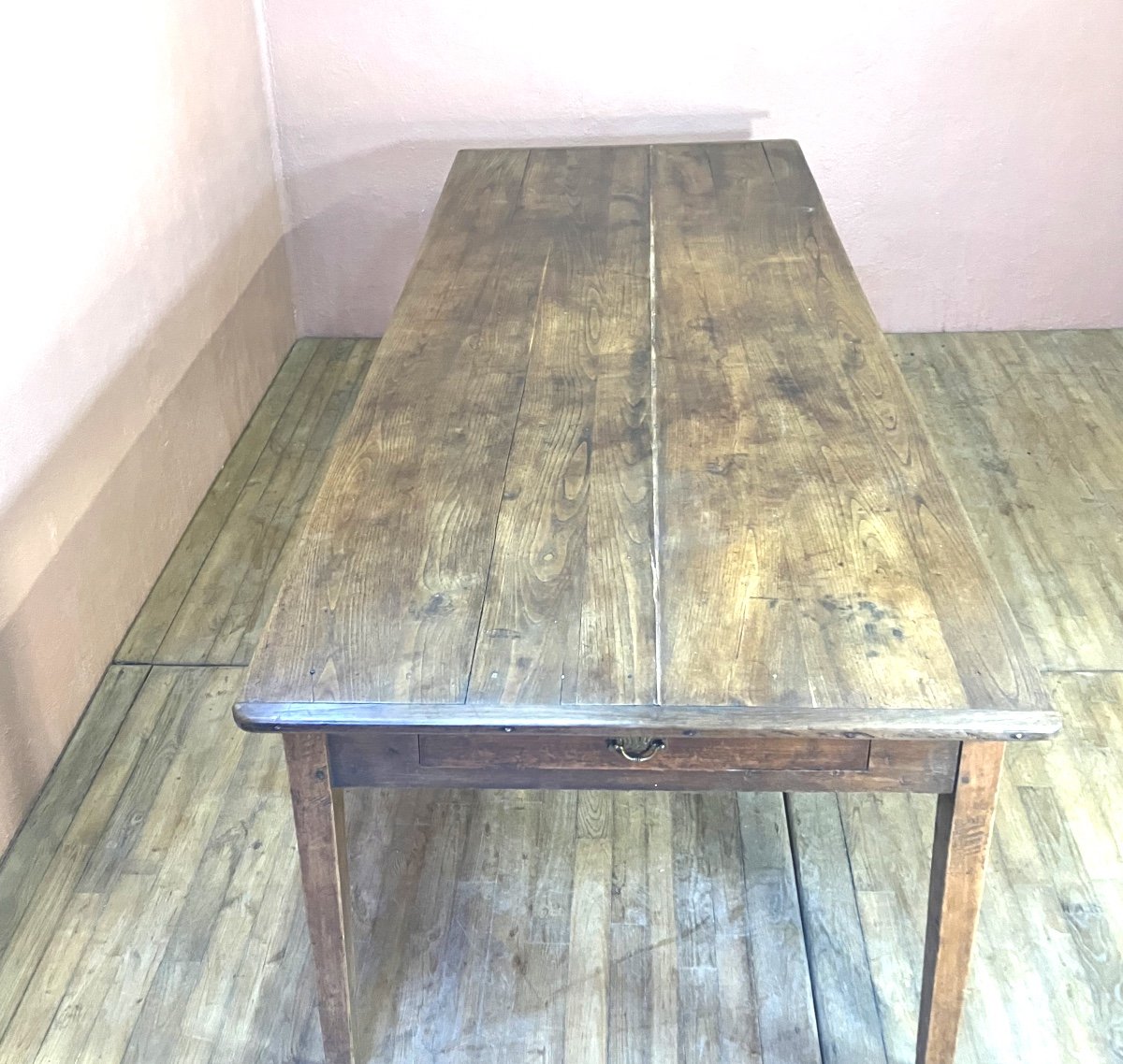 Très Grande Table De Ferme 258 Cm Pieds Gaine 19 Eme-photo-3