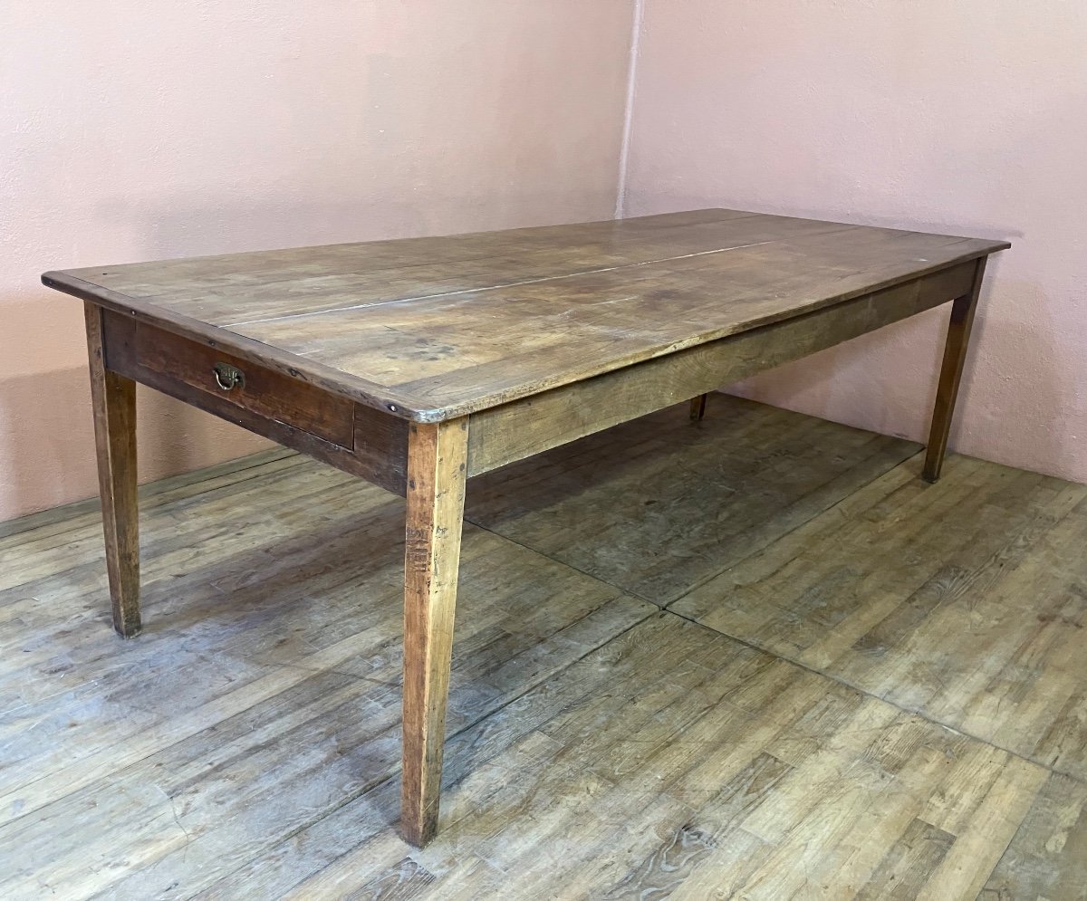 Très Grande Table De Ferme 258 Cm Pieds Gaine 19 Eme