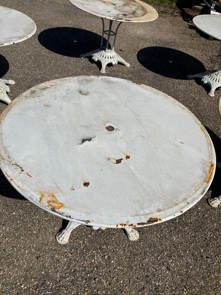 Série De 6 Tables Ronde De Jardin Pied Fonte Pour Bistrot Restaurant Ou Jardin Diamètre 110 Cm -photo-1