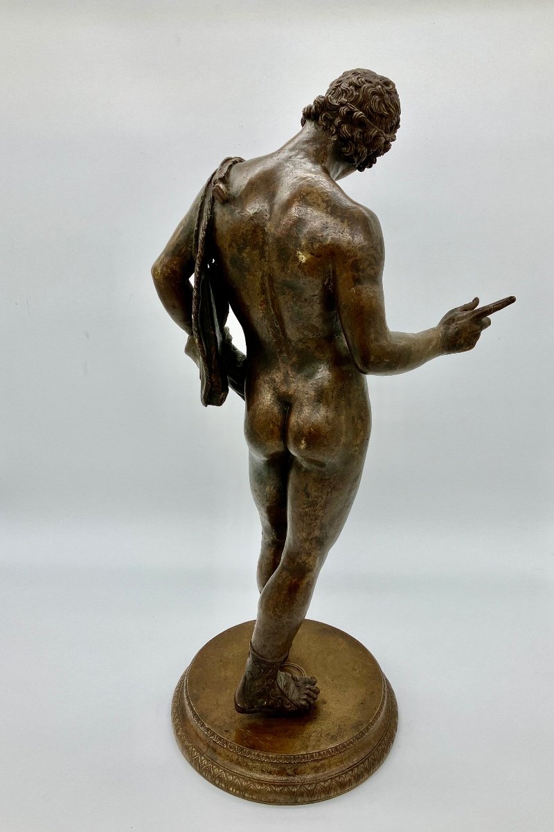 Antique Bronze Narcissus 62 Cm Grand Tour Italy 19th Pompeii Naples -photo-3