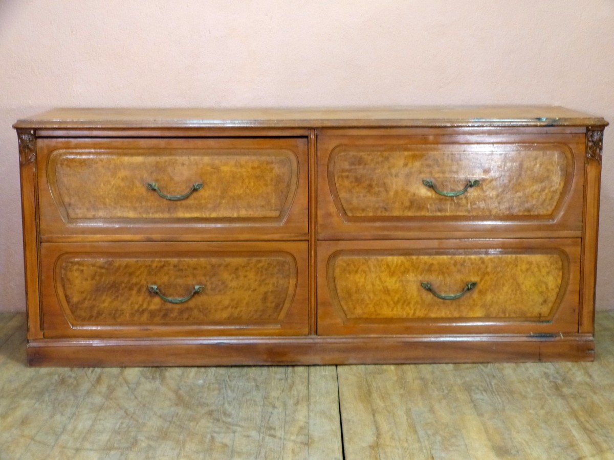 Large Art Nouveau Drawer Unit 2 Meter Sideboard Counter In Mahogany