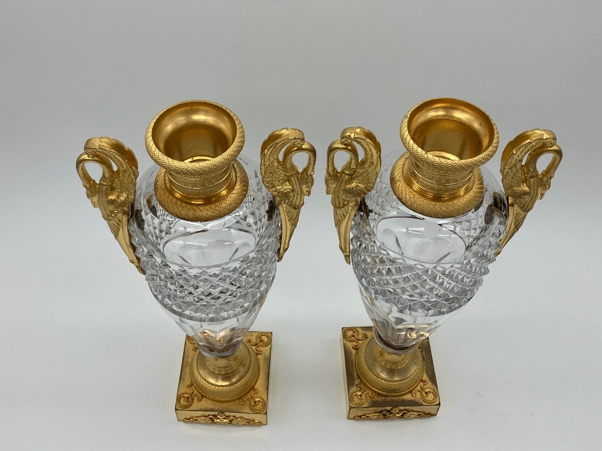 Pair Of Empire Crystal And Gilt Bronze Vases -photo-4