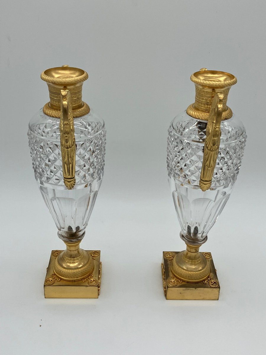 Pair Of Empire Crystal And Gilt Bronze Vases -photo-1