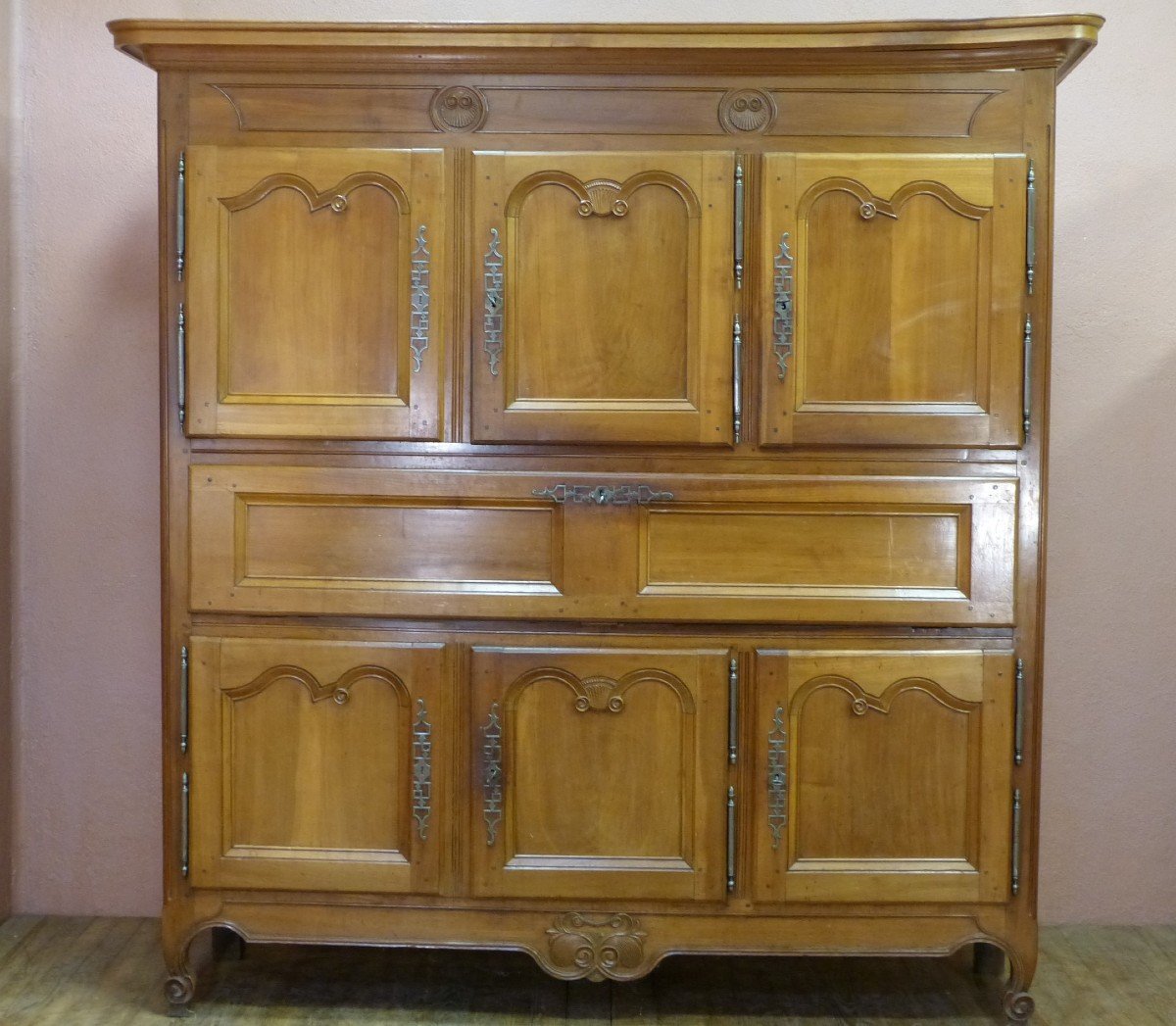 Vosges Flap Buffet 19th In Cherry Wood 6 Louis XV Doors