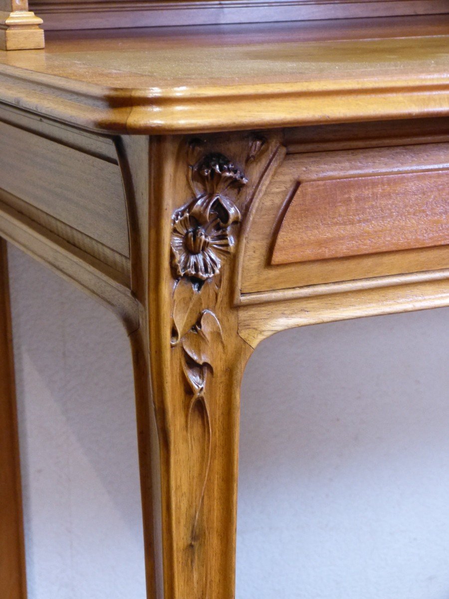 Art Nouveau Desk With Clematis Blond Mahogany Majorelle Ecole De Nancy-photo-3